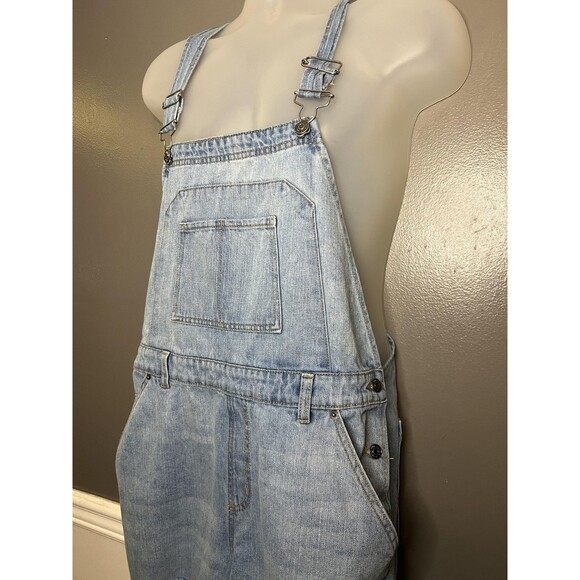 Wild Fable Overalls Womens Large Light Wash Denim Bib Distressed Ripped Jeans - Picture 6 of 12